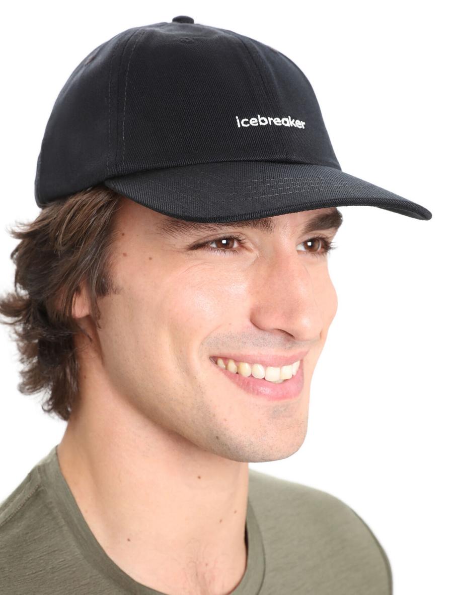 Men\'s Icebreaker Unisex Merino 6 Panel Hats Black | CA 1851WNBY